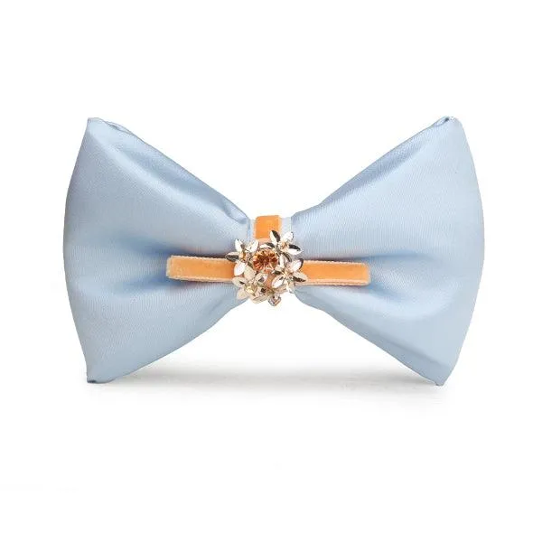 GIRLS SKY BLUE SATIN HAIR BOW