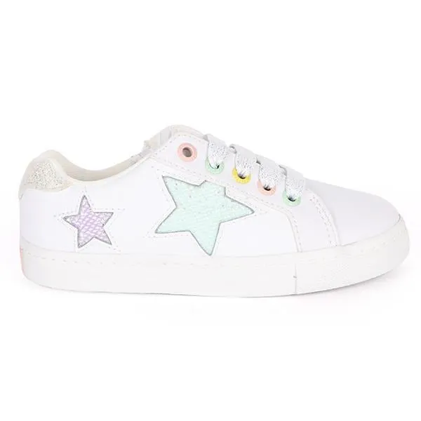 GIRLS WHITE STAR EMBROIDERED SNEAKERS