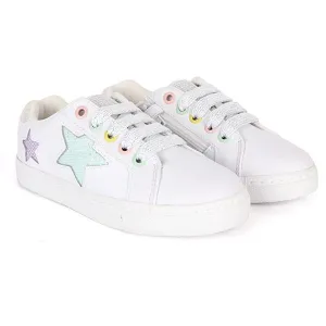 GIRLS WHITE STAR EMBROIDERED SNEAKERS