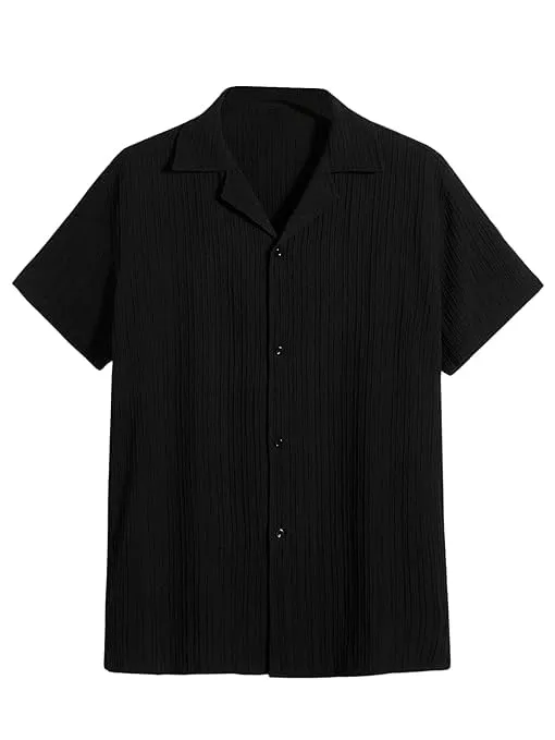 GRECIILOOKS Men's Solid Regular Fit Shirt (GL-MS-6139_Black M)