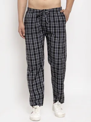 Jashvi Men's Black Checked Cotton Track Pants