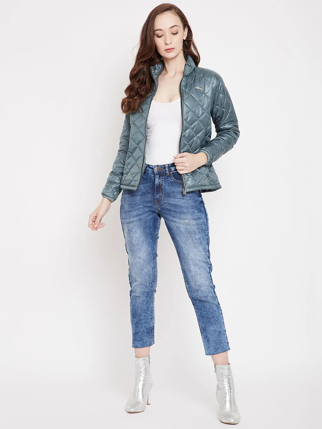 JUMP USA Women Grey Quilted Jackets