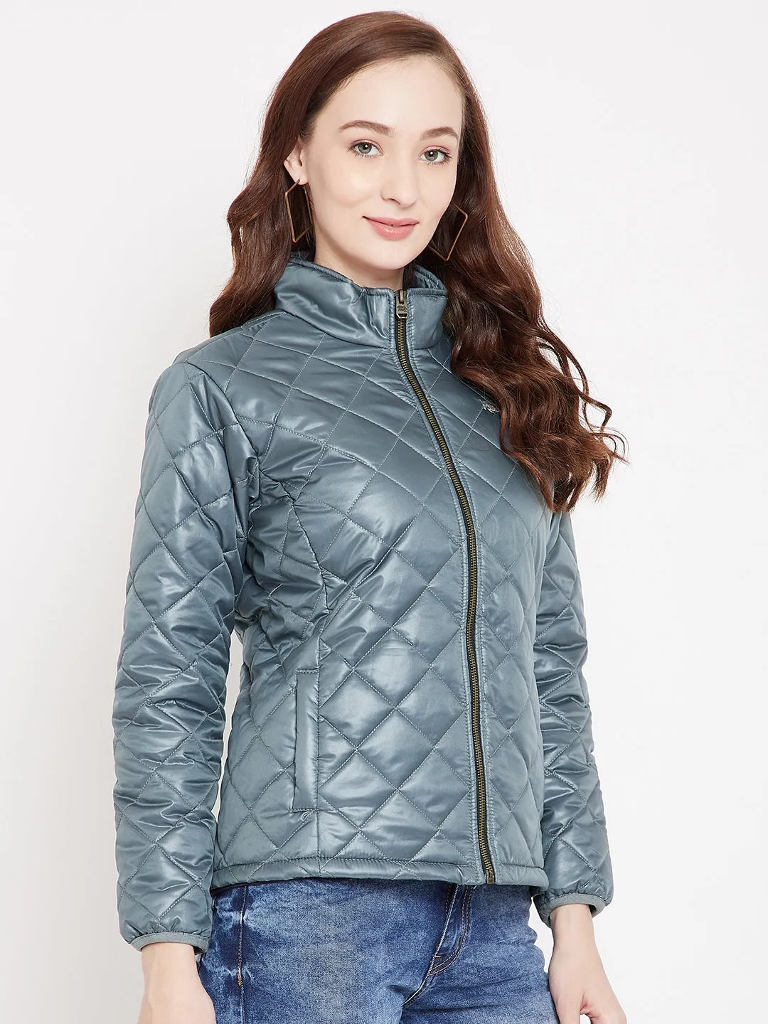 JUMP USA Women Grey Quilted Jackets