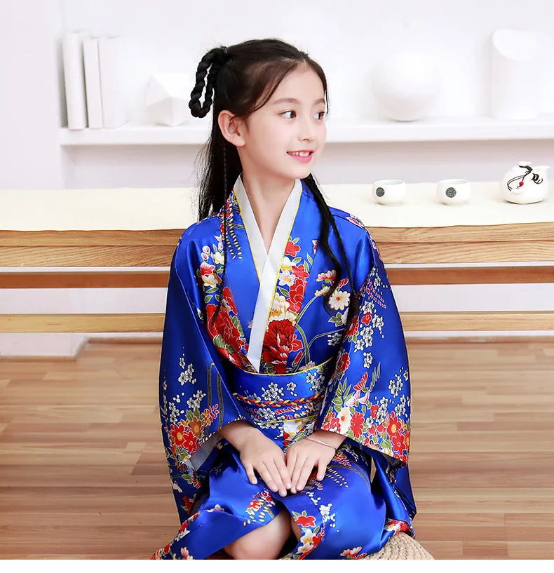 Kids Kimono Print Japanese Bathrobe Girls