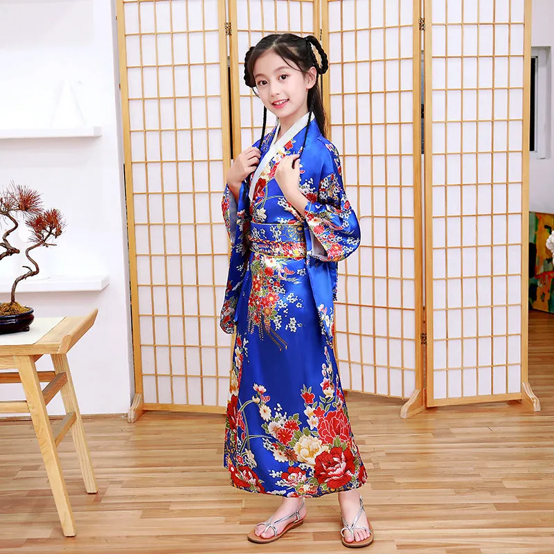 Kids Kimono Print Japanese Bathrobe Girls