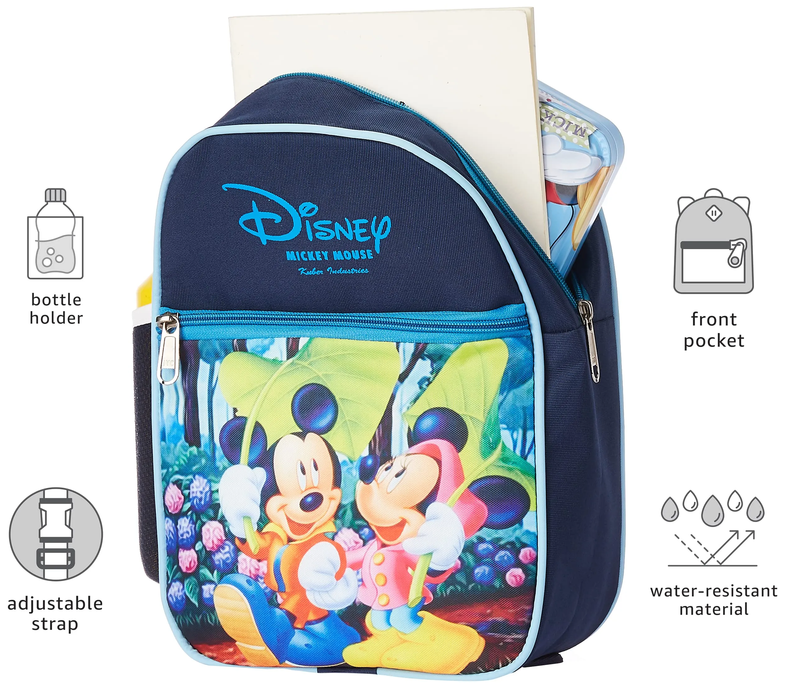 Kuber Industries Disney Print Unisex School Bag|Kids School Backpack|School Bag for Girls, Boys|Disney Mickey Minnie Mouse| Blue|