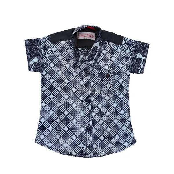 LIGHT BLUE ANKARA SHORT SLEEVE SHIRT