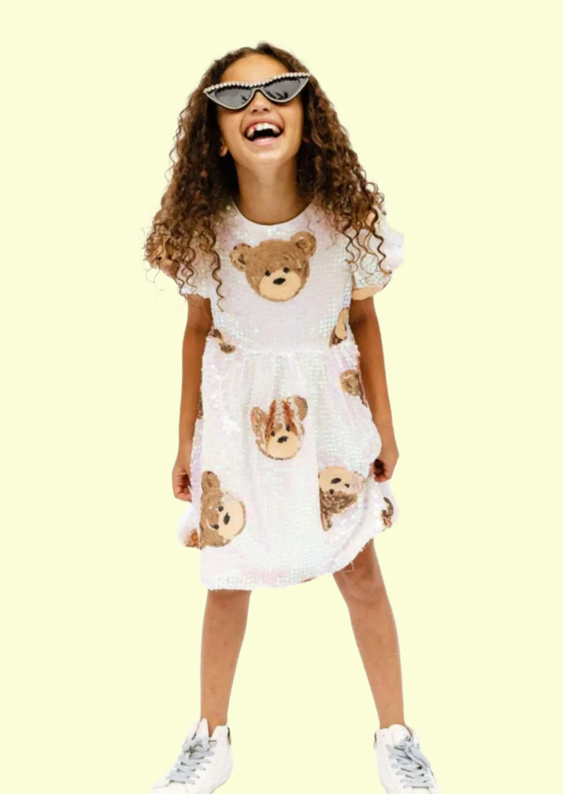 Lola and The Boys Girls Sequin Bear Dress