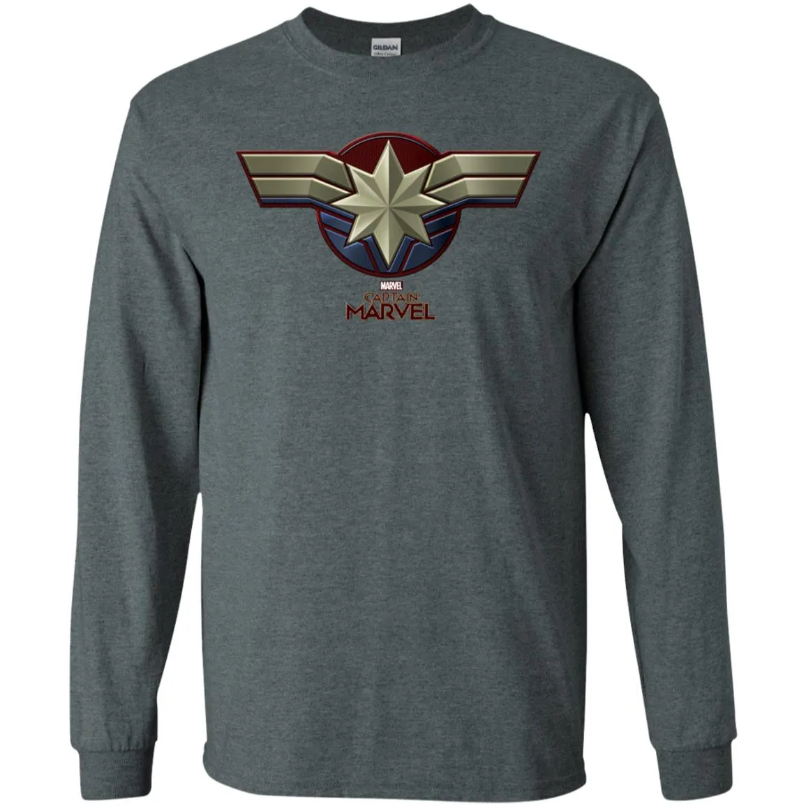 Marvel Captain Marvel Movie Chest Symbol Men Long Sleeve Shirt