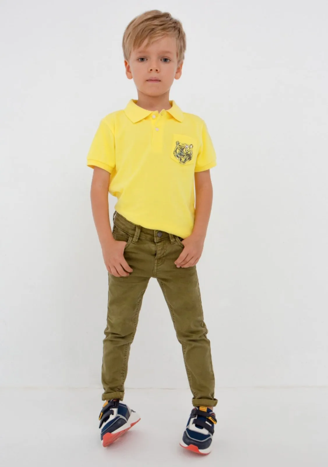 Mayoral Boys EcoFriends Sustainable Cotton Yellow Lion Polo