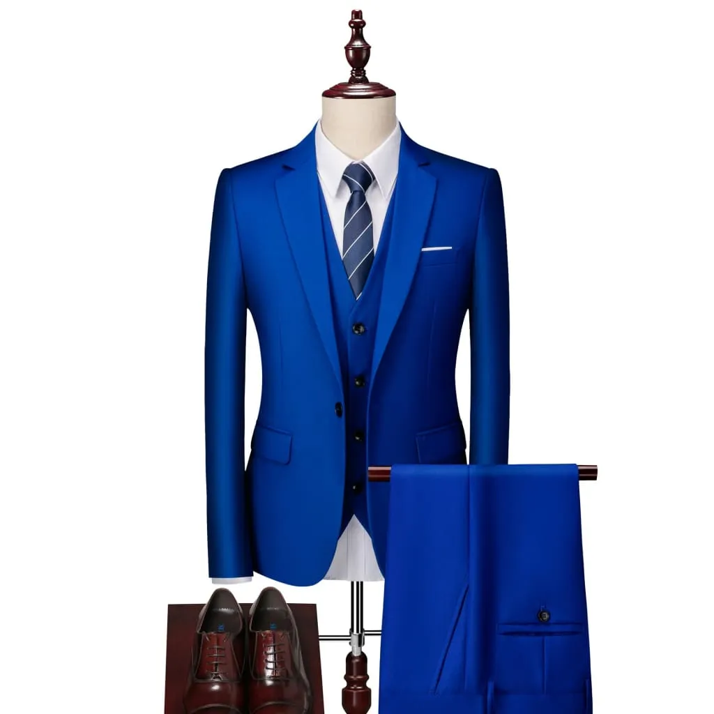 Men 3-Piece Blazer & Vest & Slant Pocket Tailored Pants Set