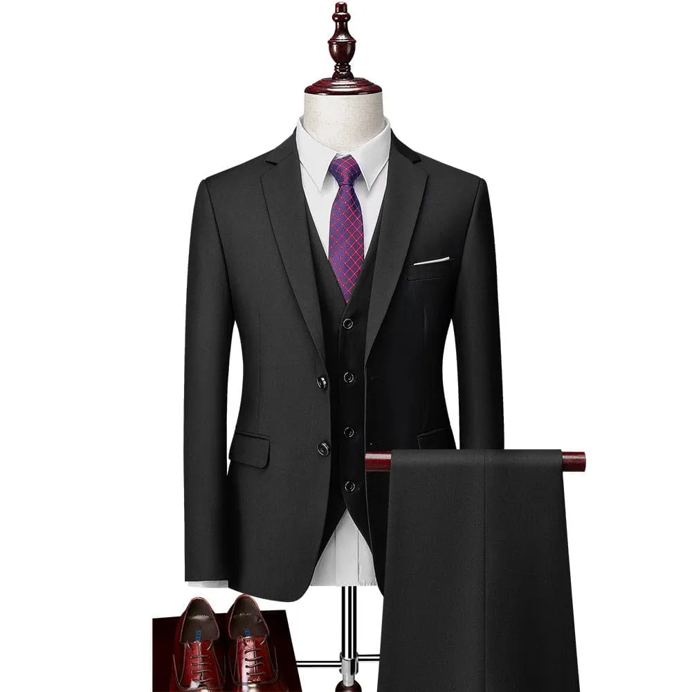 Men 3-Piece Blazer & Vest & Slant Pocket Tailored Pants Set