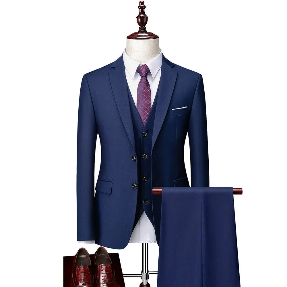 Men 3-Piece Blazer & Vest & Slant Pocket Tailored Pants Set