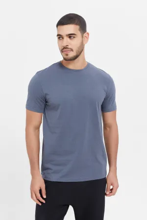 Men Charcoal Plain T-Shirt