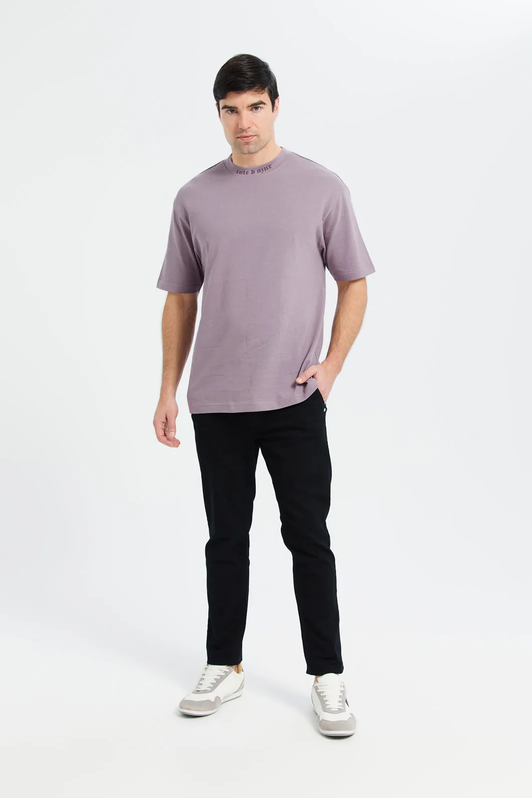 Men Purple Back Printed T-Shirt