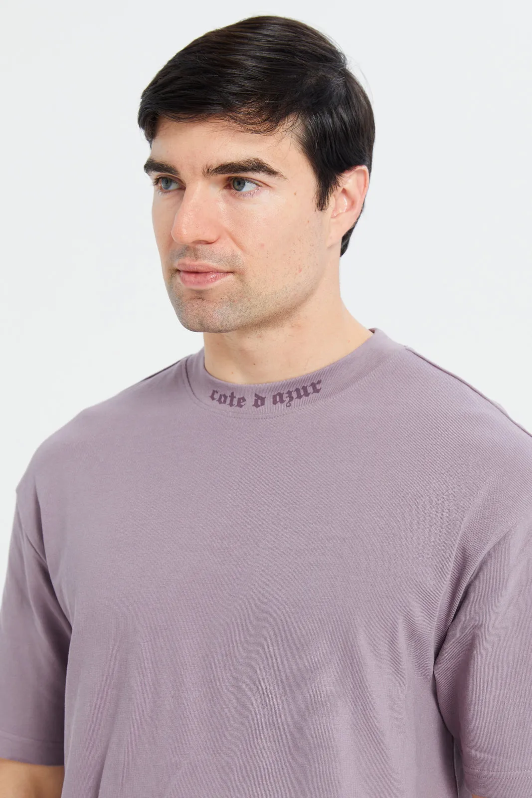 Men Purple Back Printed T-Shirt