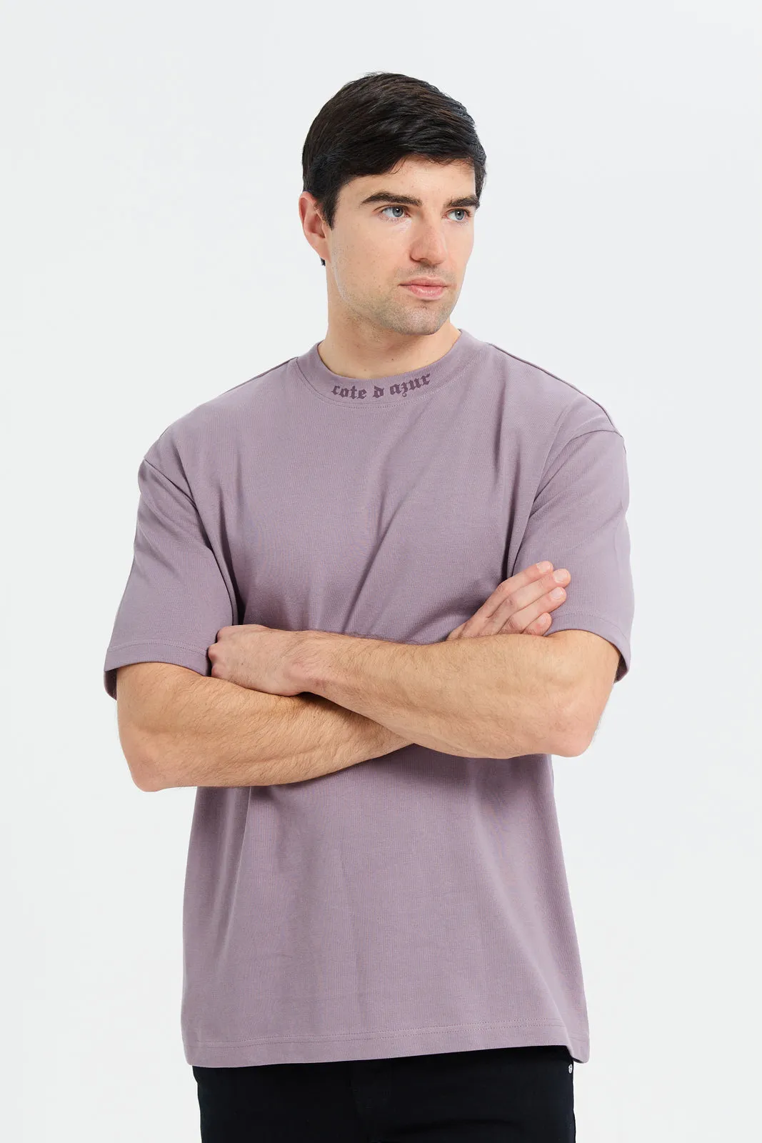 Men Purple Back Printed T-Shirt