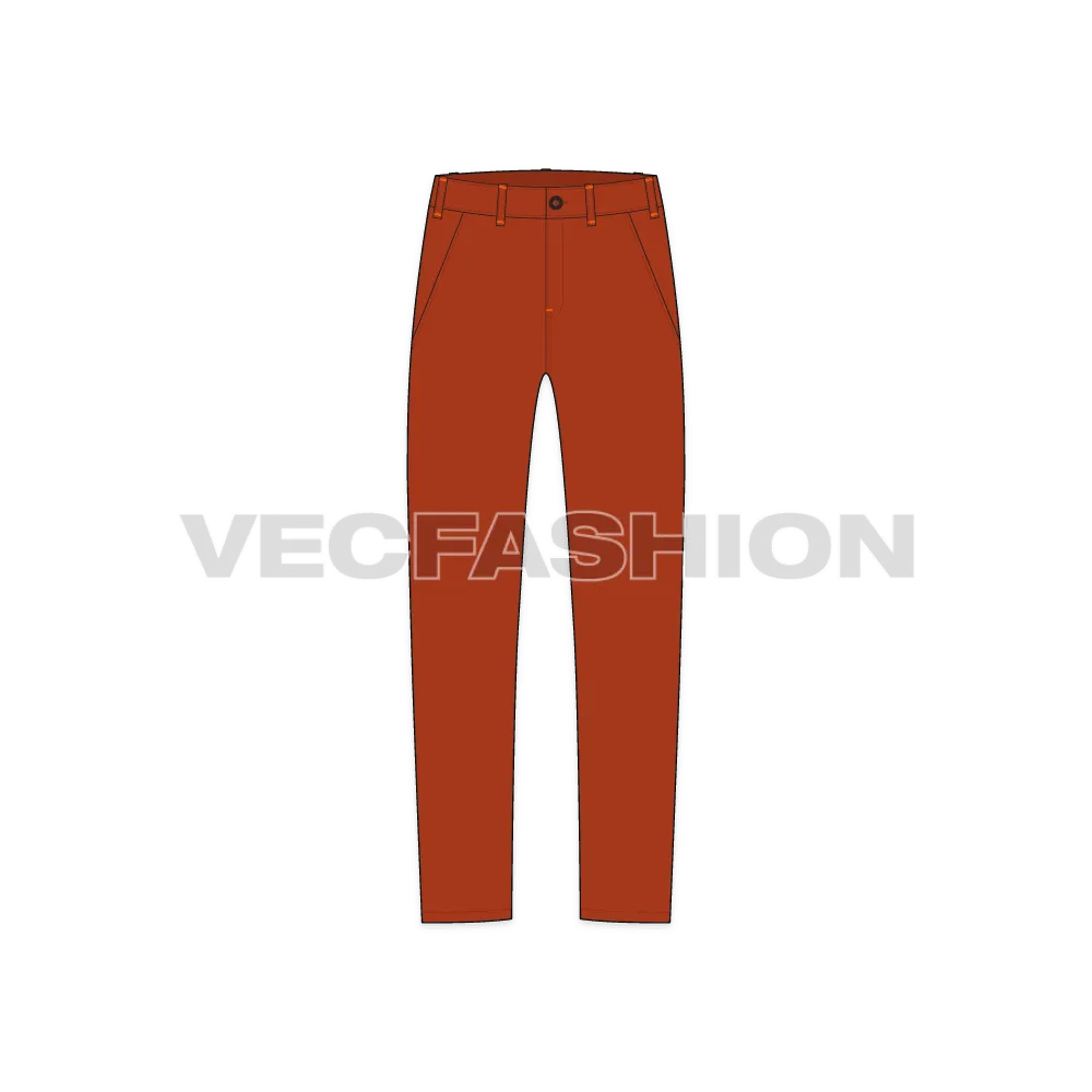 Mens Burnt Orange Straight Leg Chinos