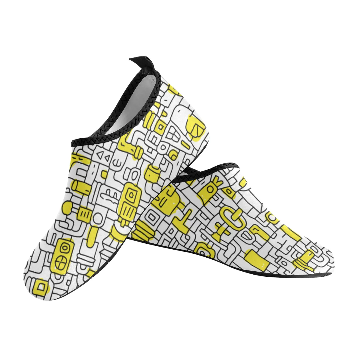 Men's Pop Yellow Doodle Print Barefoot Shoes