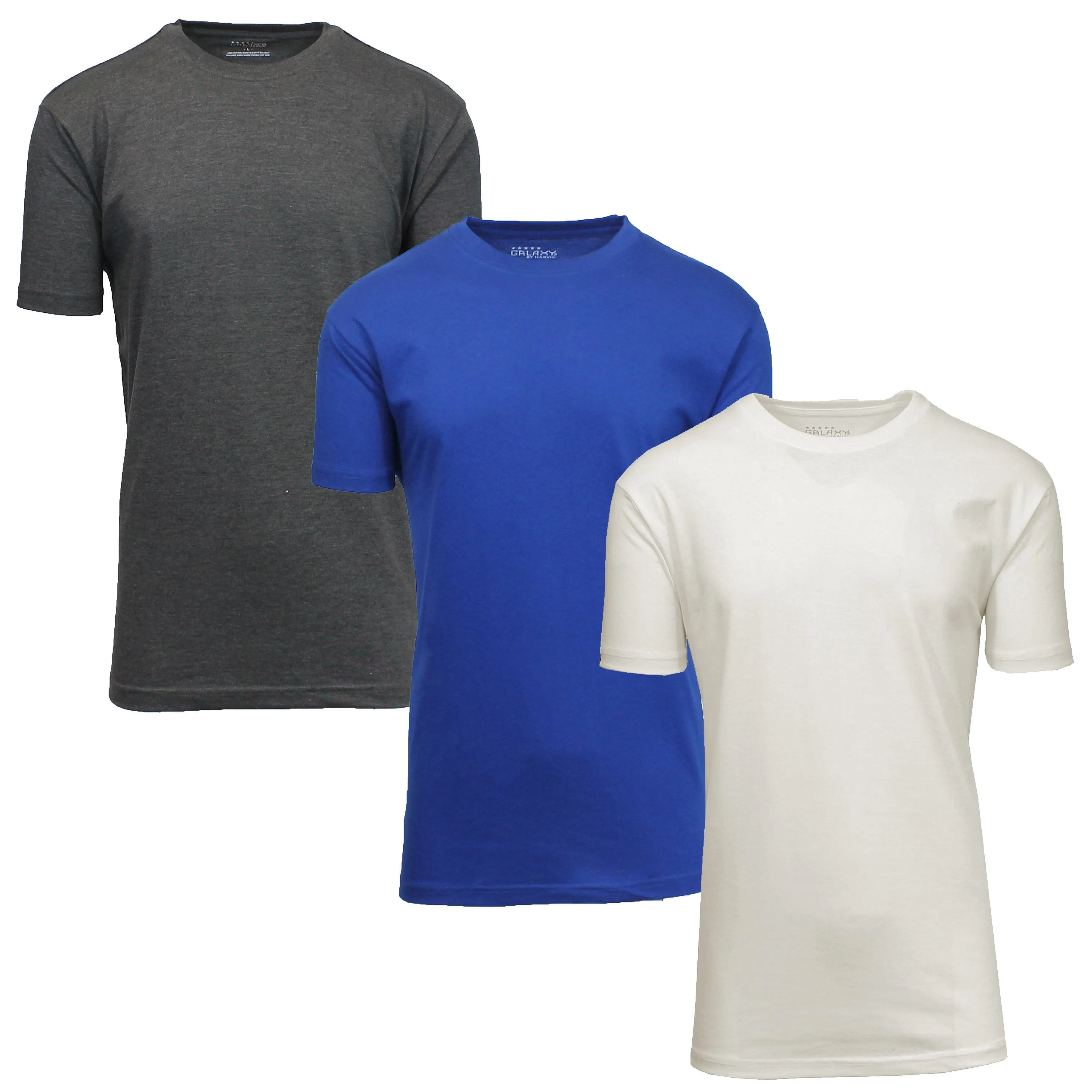 Men's Short Sleeve Crew Neck  Cotton Blend Classic Tee (S-3XL) 3 Pack