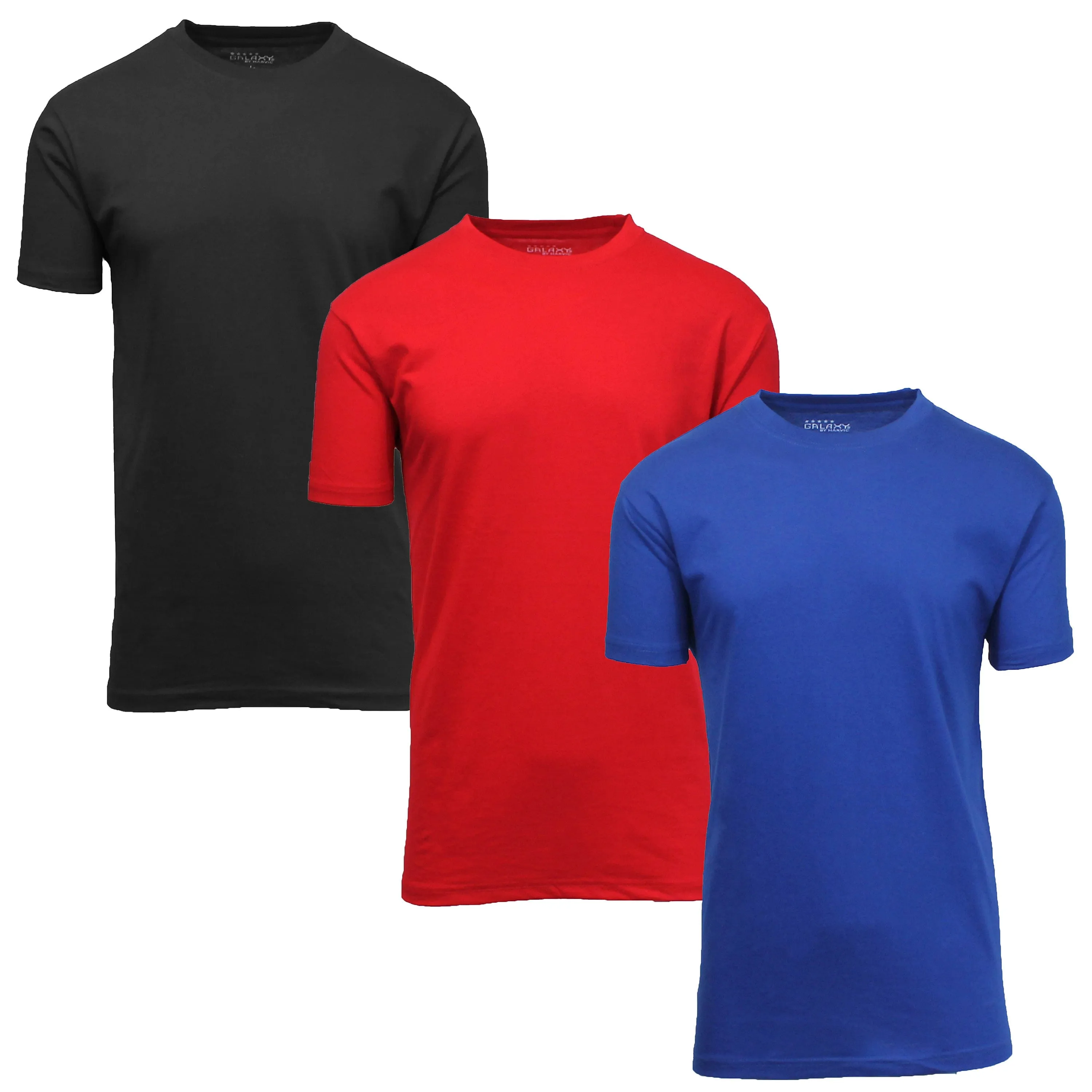 Men's Short Sleeve Crew Neck  Cotton Blend Classic Tee (S-3XL) 3 Pack