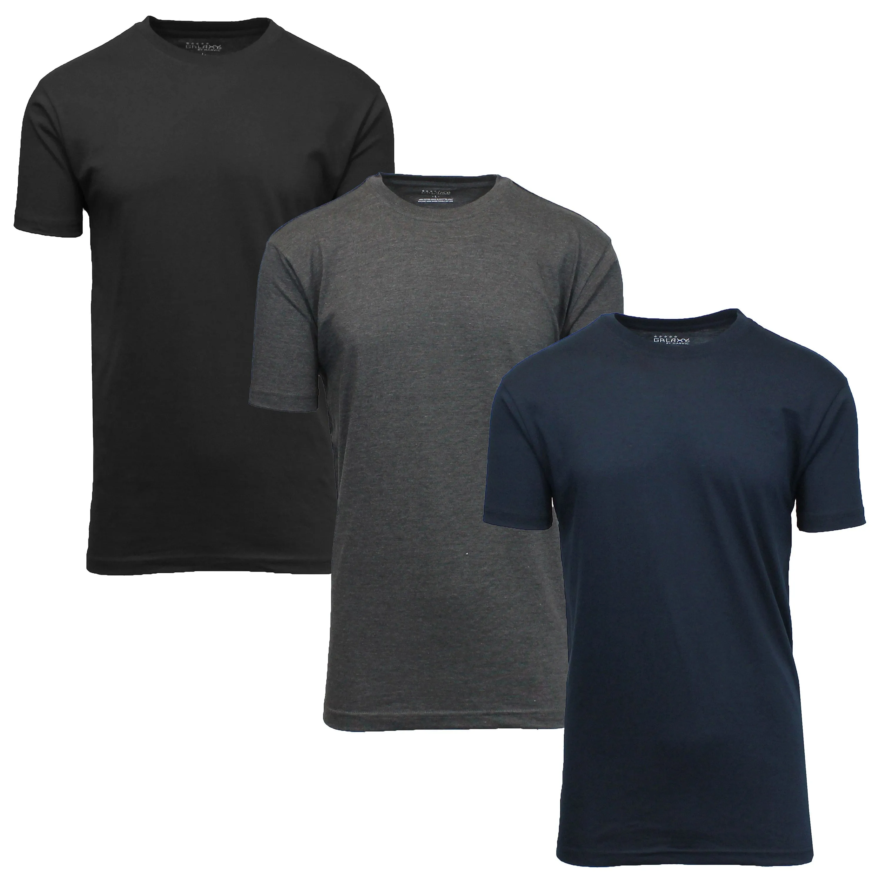 Men's Short Sleeve Crew Neck  Cotton Blend Classic Tee (S-3XL) 3 Pack