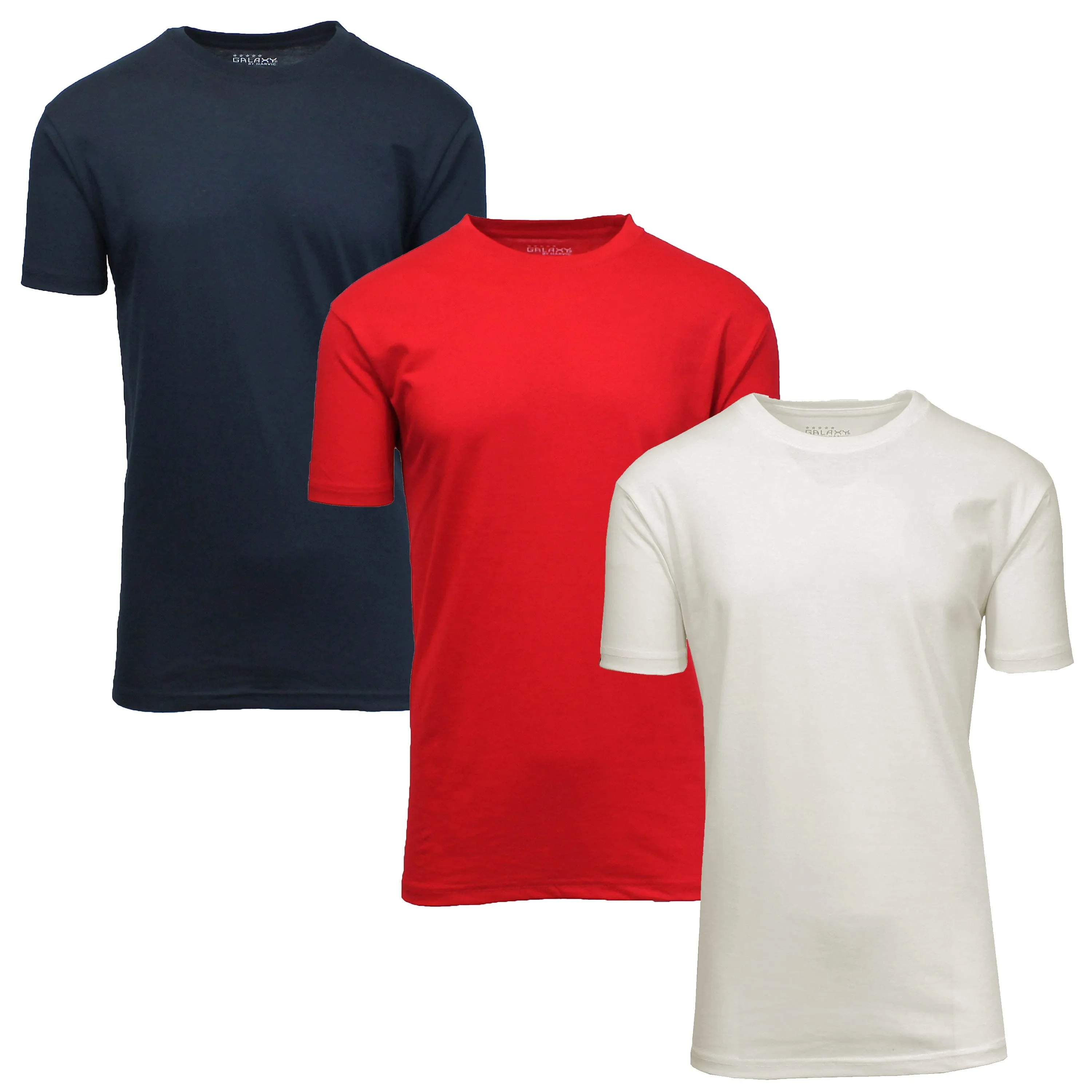 Men's Short Sleeve Crew Neck  Cotton Blend Classic Tee (S-3XL) 3 Pack