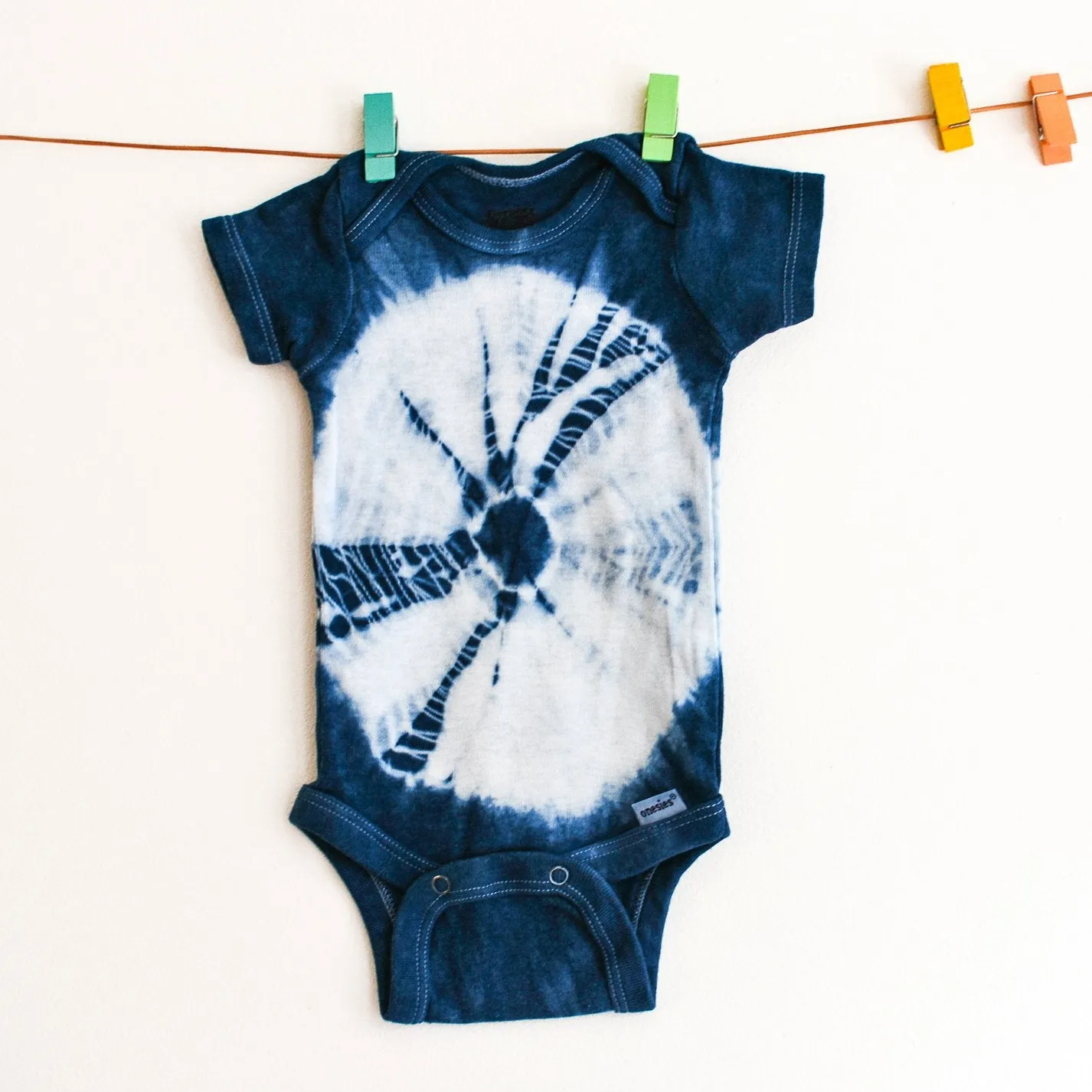 Natural Indigo Shibori Short Sleeve Baby Onesie