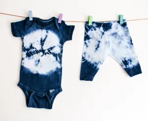 Natural Indigo Shibori Short Sleeve Baby Onesie