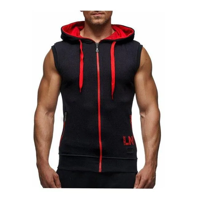 New Men's Hoodie Sweatshirts - Fitness Tank Tops - Male Sleeveless Zipper vest  (D100)(TM7)(TM5)