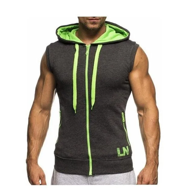 New Men's Hoodie Sweatshirts - Fitness Tank Tops - Male Sleeveless Zipper vest  (D100)(TM7)(TM5)