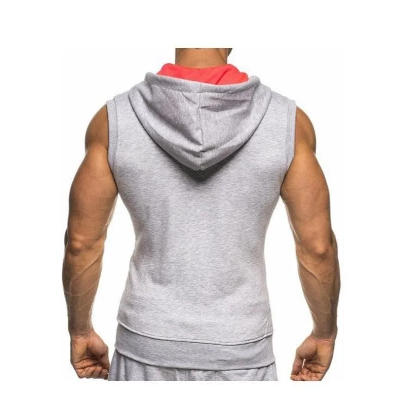 New Men's Hoodie Sweatshirts - Fitness Tank Tops - Male Sleeveless Zipper vest  (D100)(TM7)(TM5)