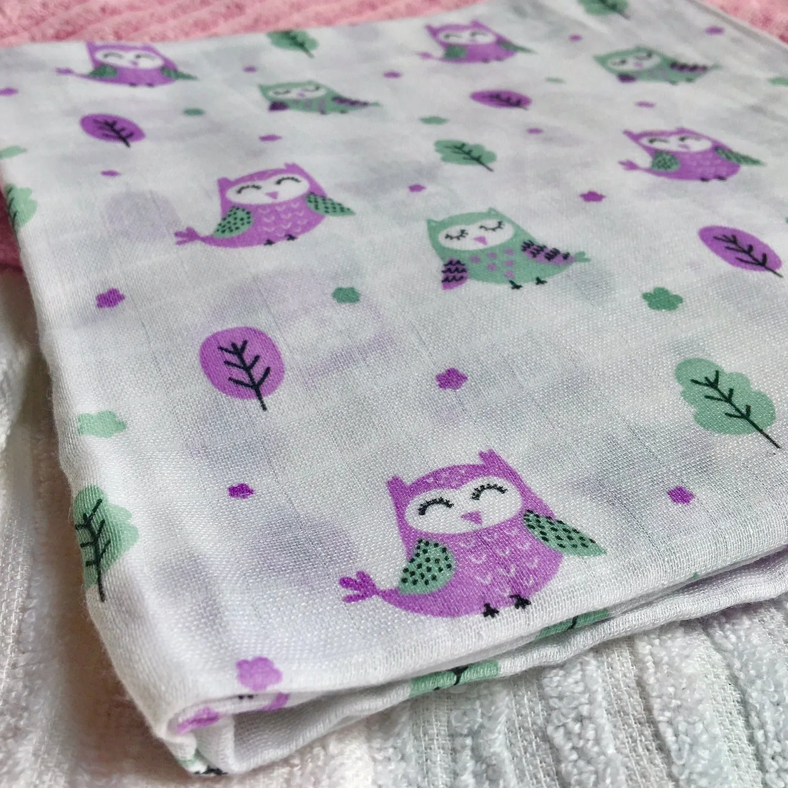 Owl Random Printed Muslin Swaddle Blanket For Baby By MM - 1 Pc