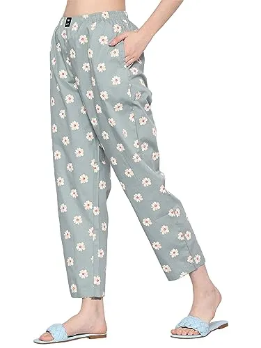 PB & J Cotton Pyjamas for Women | stylish Lower | Pyjama with Side Pockets | Lounge Pants for Women (M)