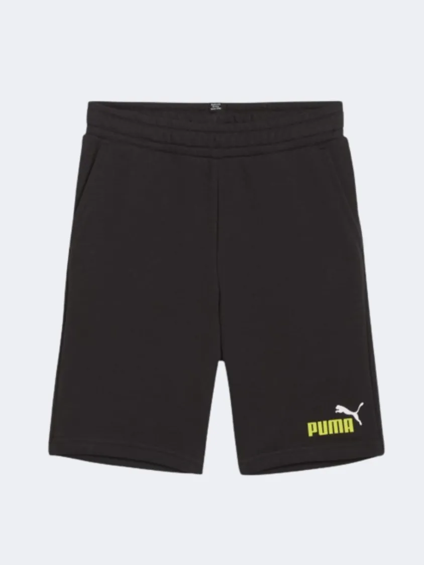 Puma Essential Plus 2 Col Boys Lifestyle Short Black/Lime Sheen