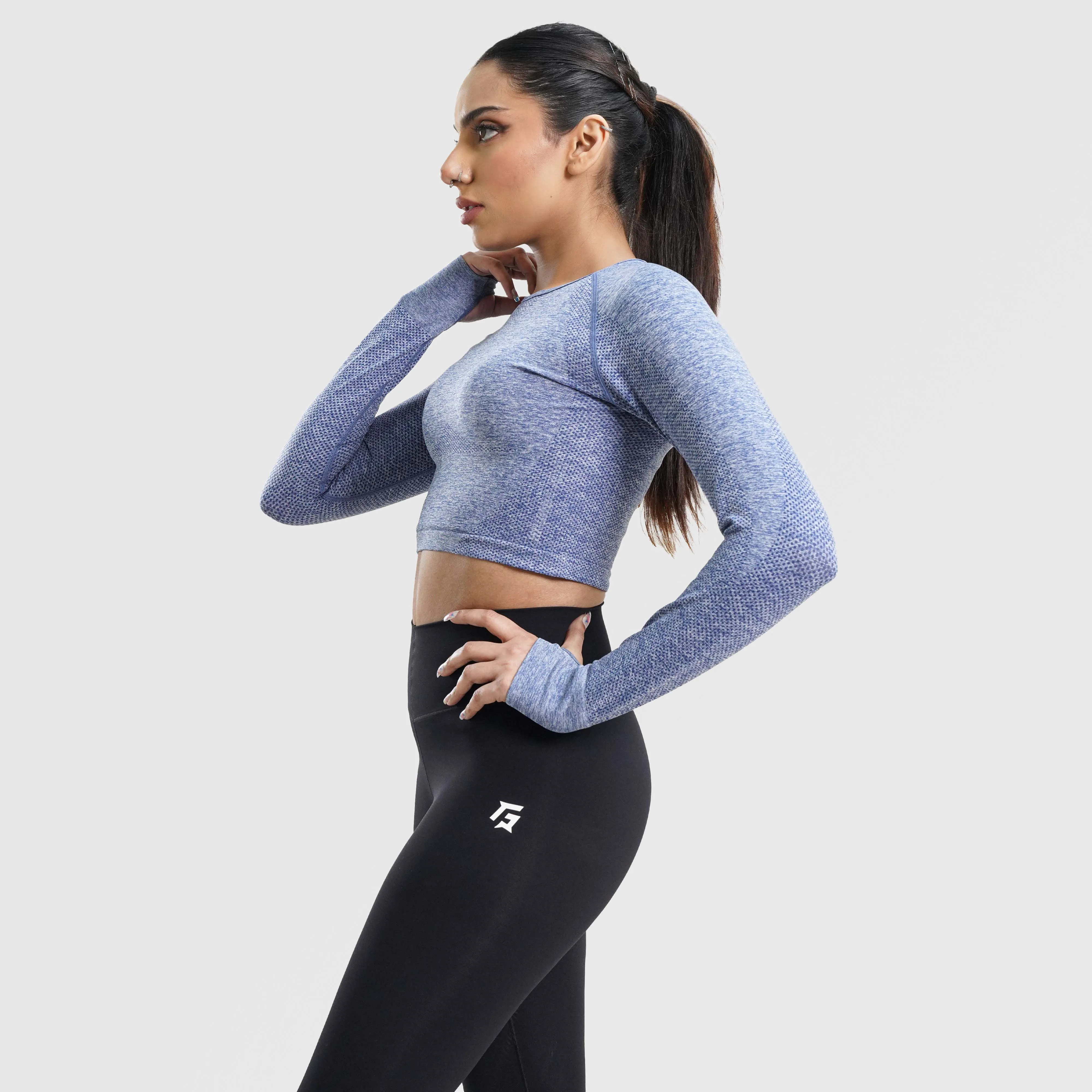 Rank Seamless Crop Top (Blue)