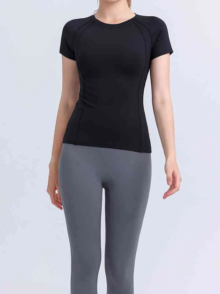 Round Neck Short Sleeve Active Top