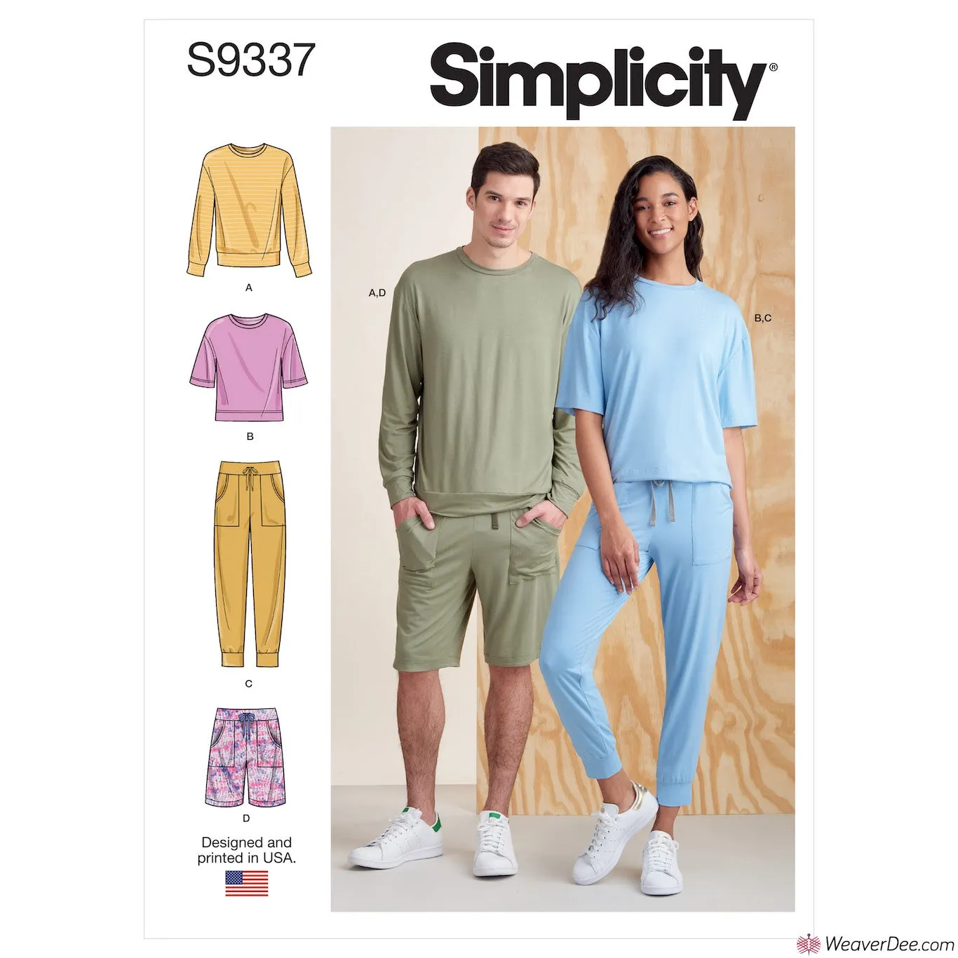 Simplicity Pattern S9337 Unisex Knits Only Tops, Pants & Shorts