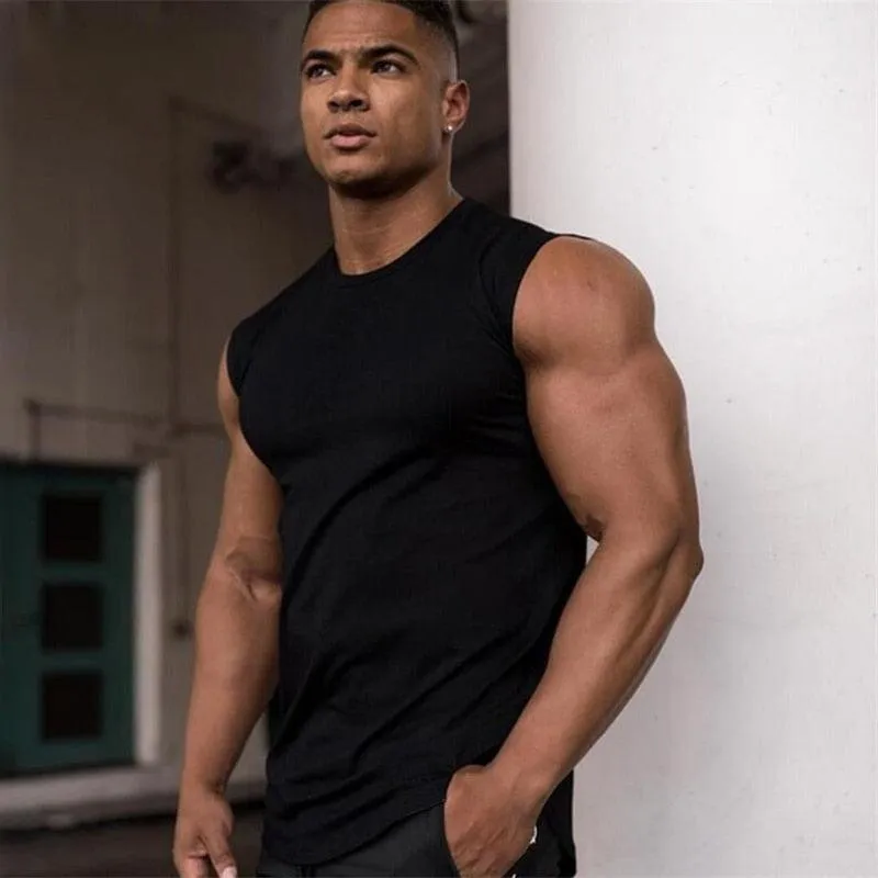 Summer Newest Brand Mens Curved Hem Solid Color Gyms Stringers - Vest Bodybuilding Clothing Fitness Man Tanks Tops (TM7)(1U101)(1U100)