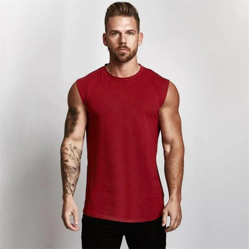 Summer Newest Brand Mens Curved Hem Solid Color Gyms Stringers - Vest Bodybuilding Clothing Fitness Man Tanks Tops (TM7)(1U101)(1U100)