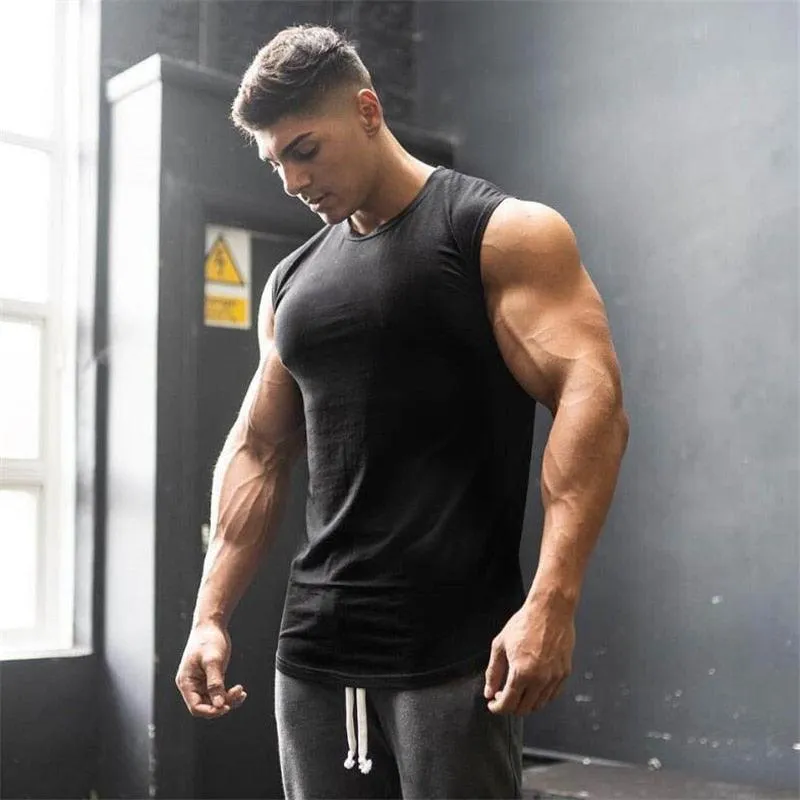 Summer Newest Brand Mens Curved Hem Solid Color Gyms Stringers - Vest Bodybuilding Clothing Fitness Man Tanks Tops (TM7)(1U101)(1U100)