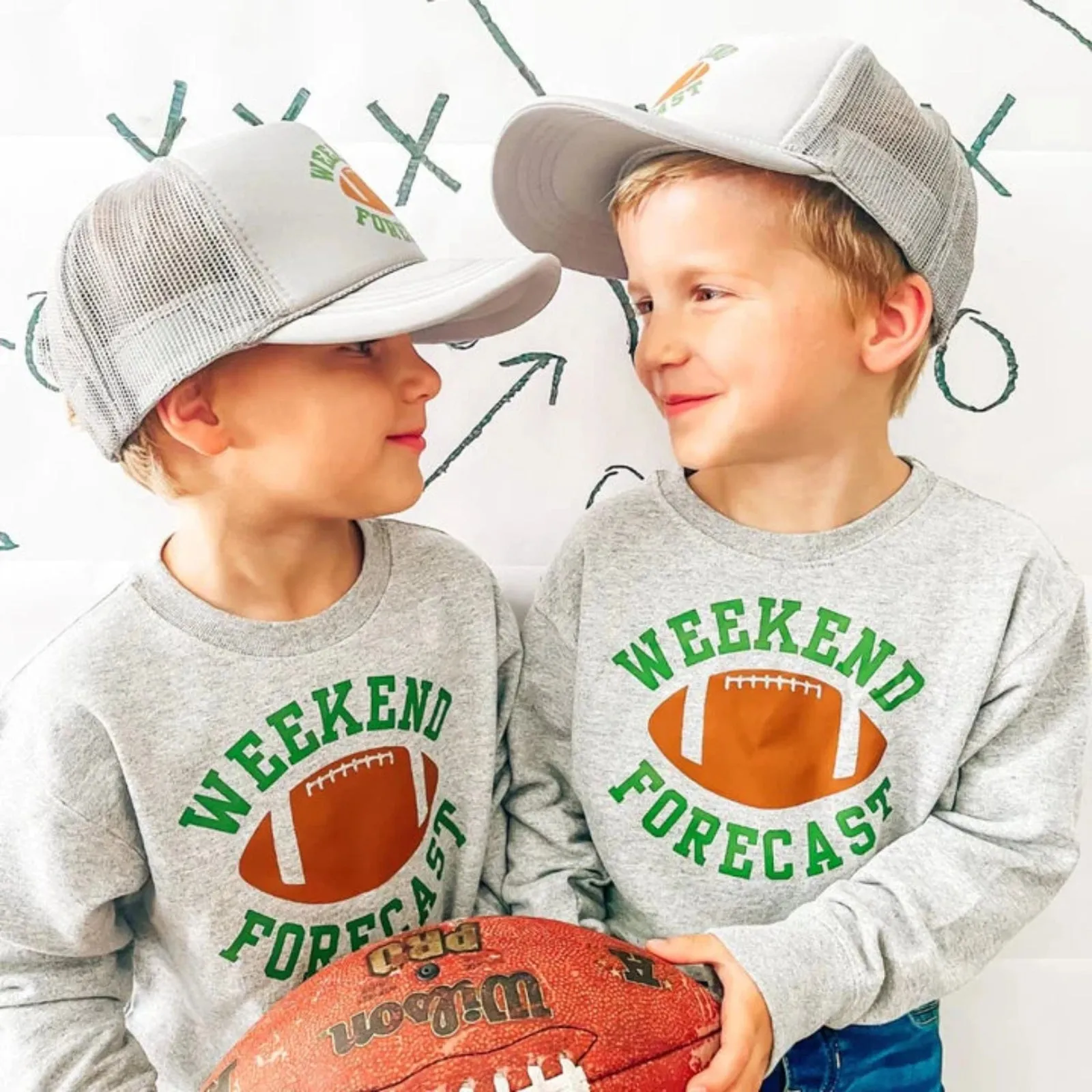 Sweet Wink Boys Grey WEEKEND FORECAST Football Sweatshirt