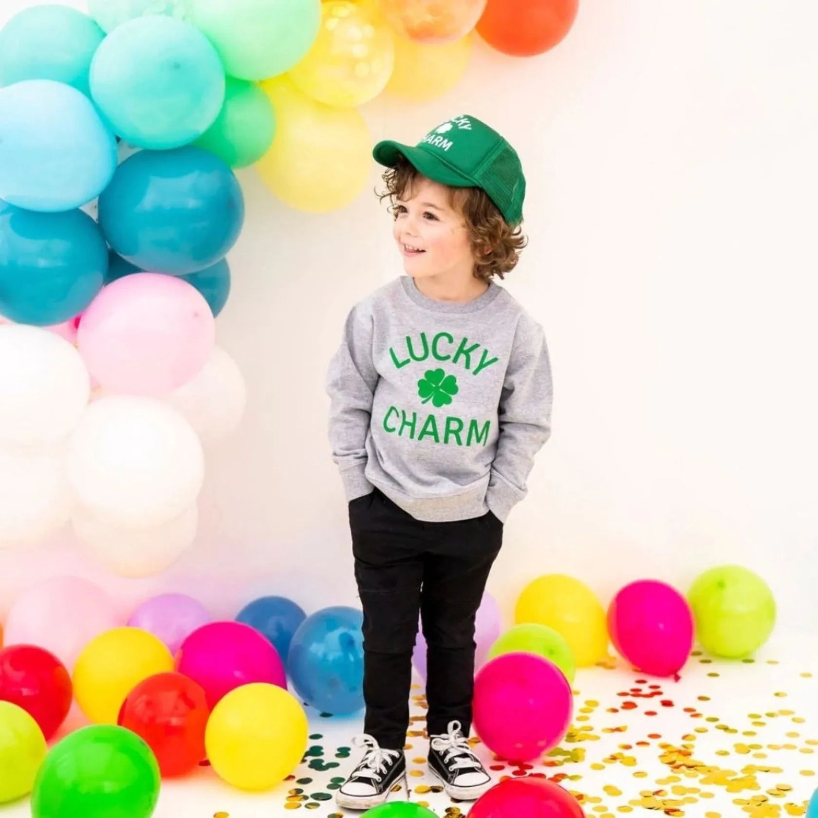 Sweet Wink Toddler To Youth Gray LUCKY CHARM Sweatshirt