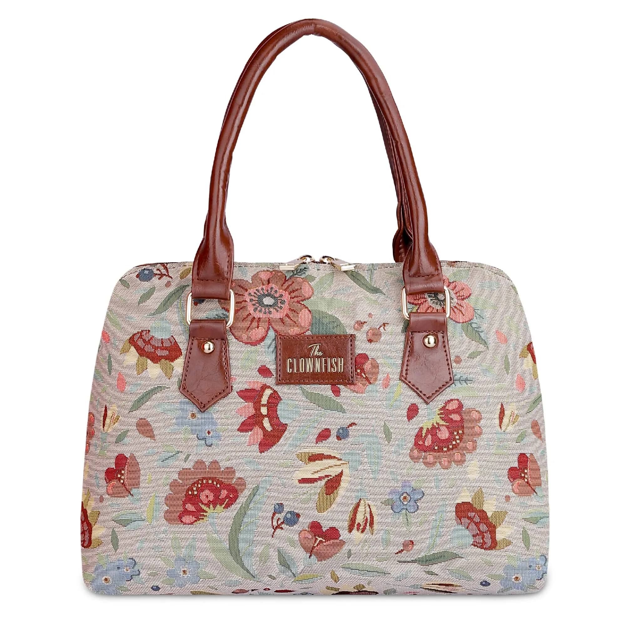 THE CLOWNFISH Montana Series Handbag for Women Office Bag Ladies Purse Shoulder Bag Tote For Women College Girls (Sky blue-Floral)