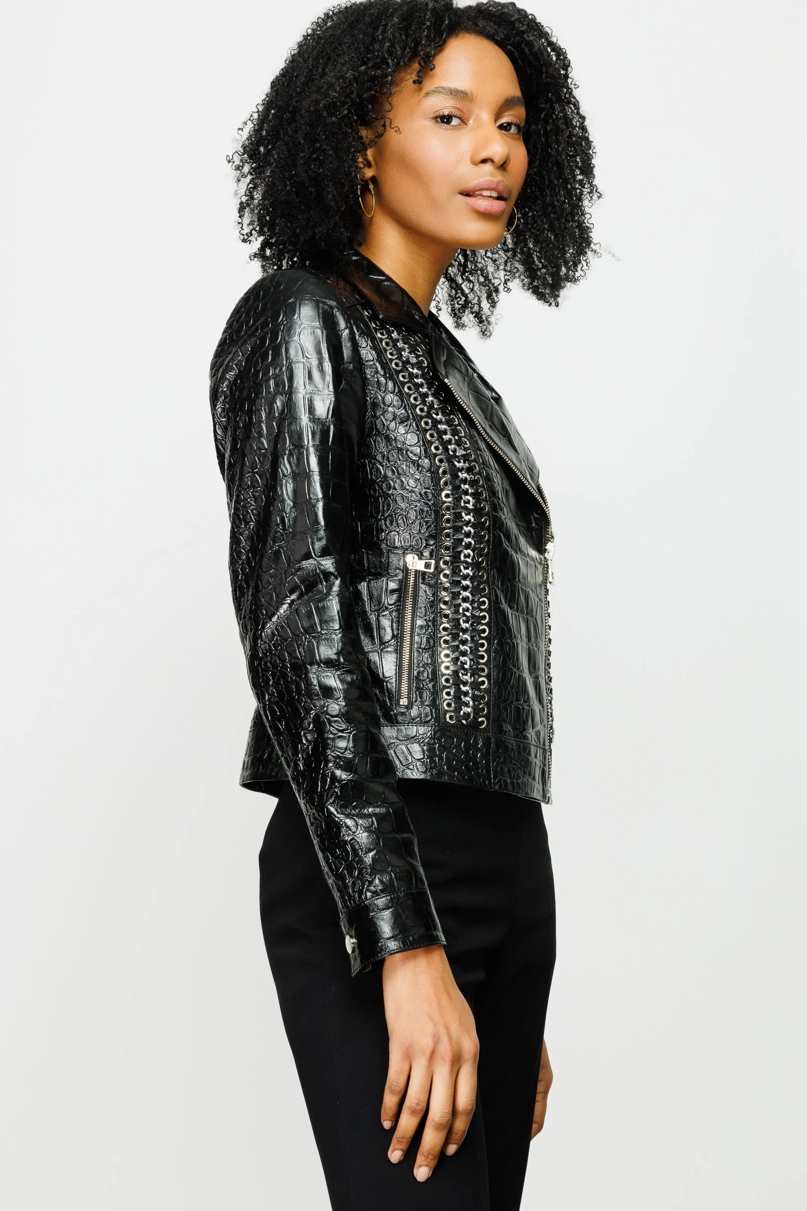 The Lante Black Leather Women Jacket