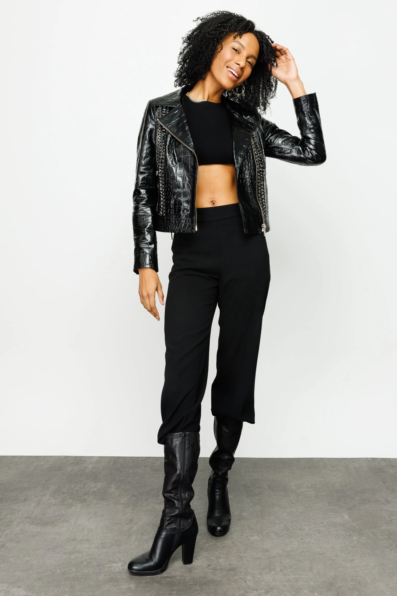 The Lante Black Leather Women Jacket