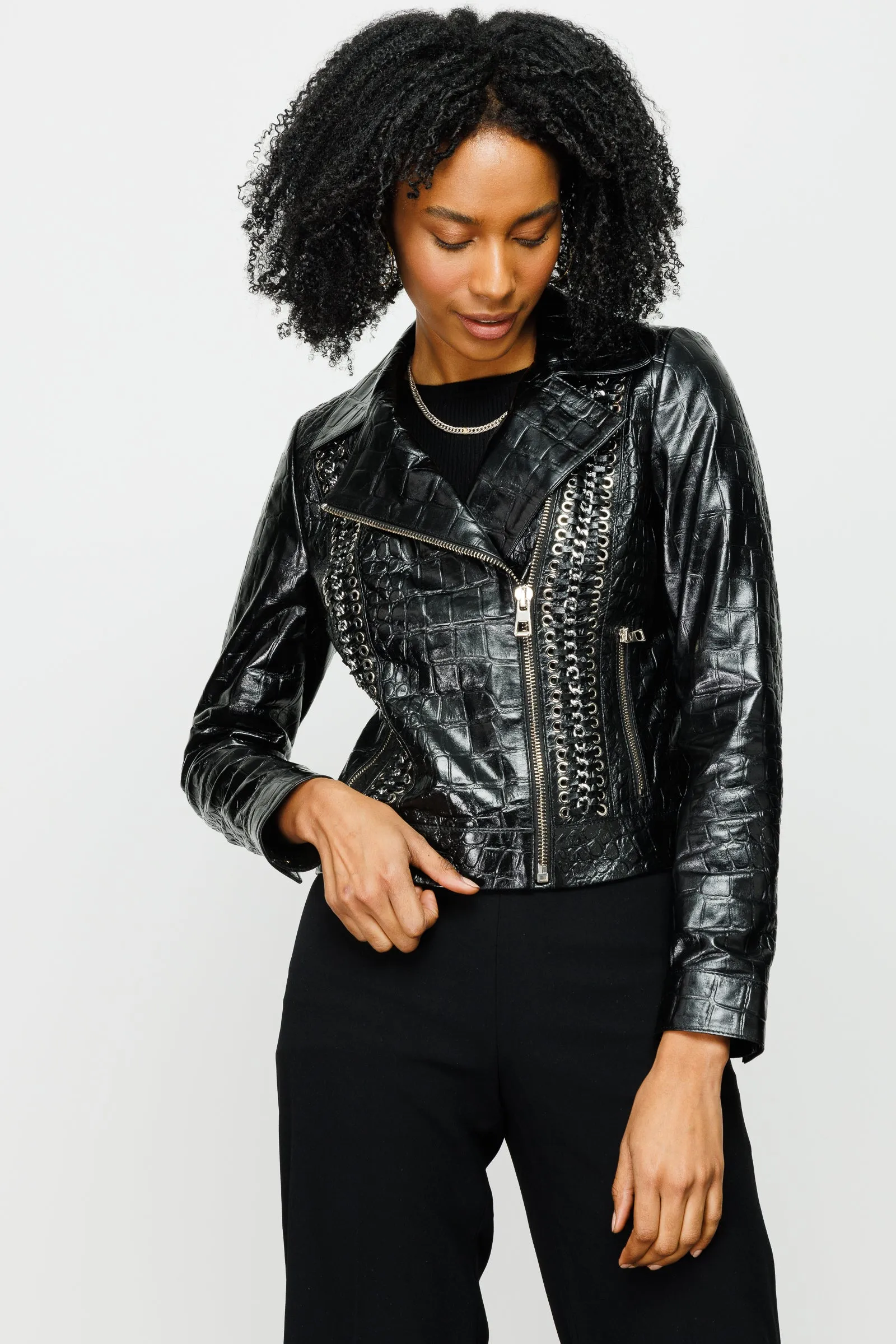 The Lante Black Leather Women Jacket