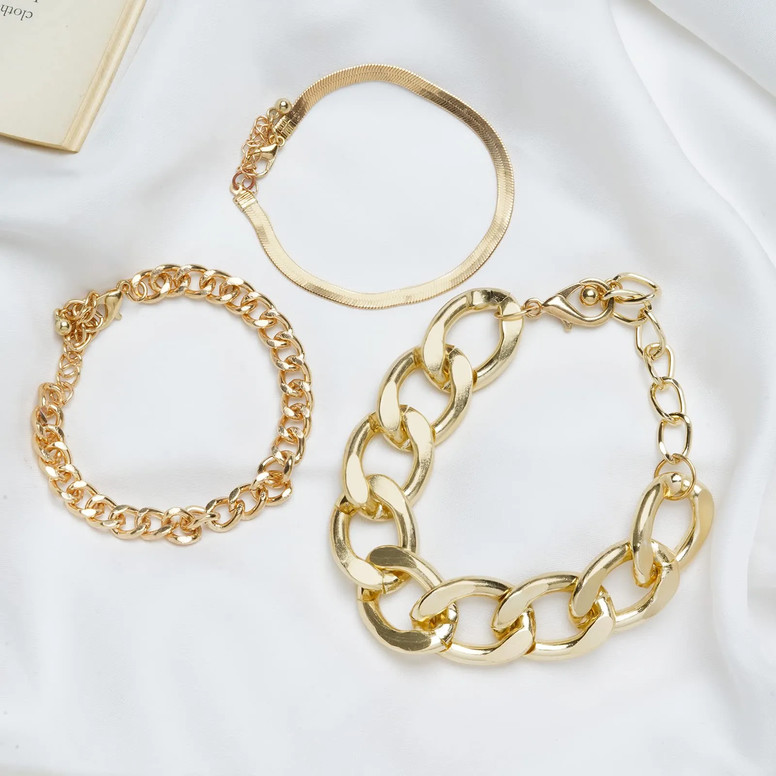 Truffle Gold Chain Set of 3 Bracelets