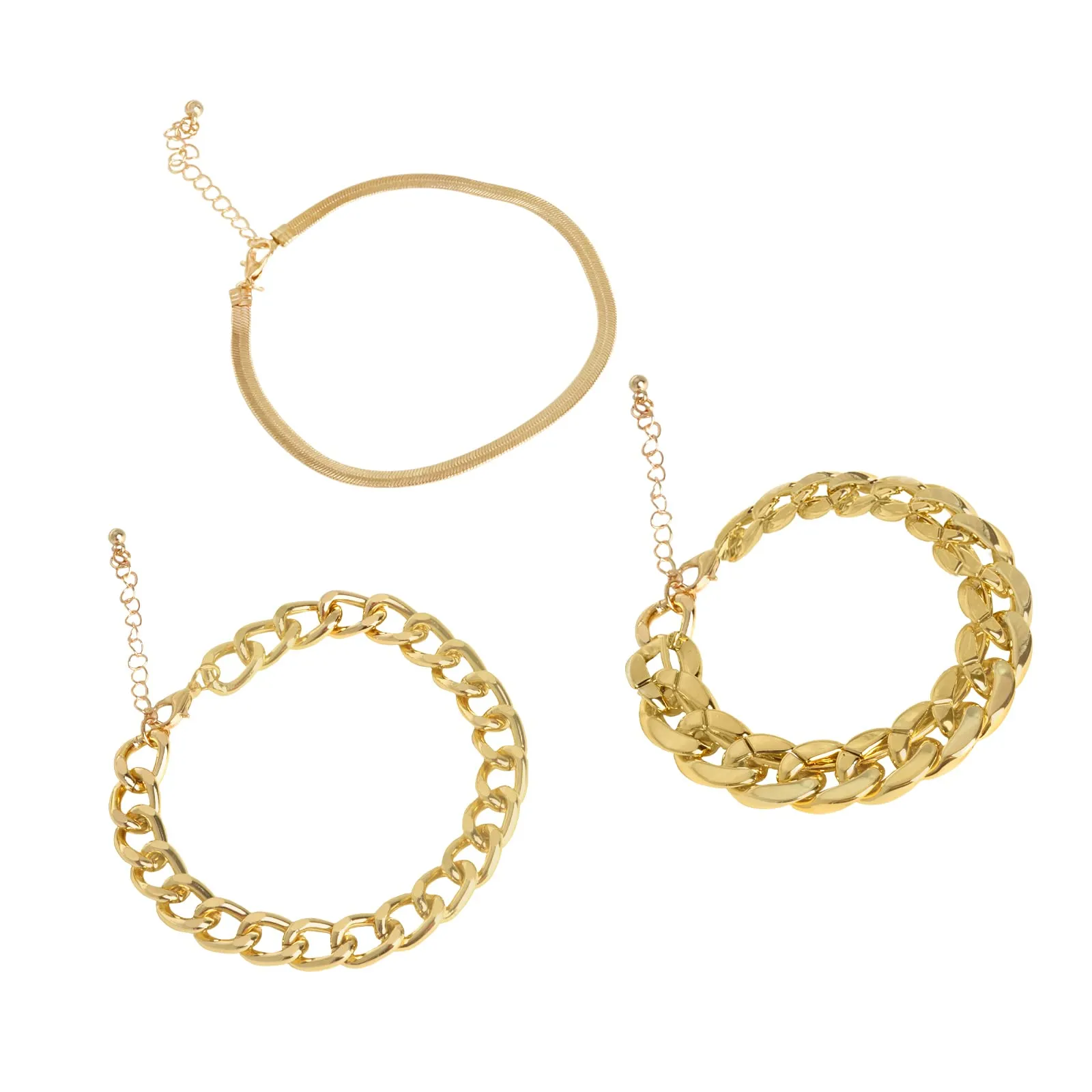 Truffle Gold Chain Set of 3 Bracelets