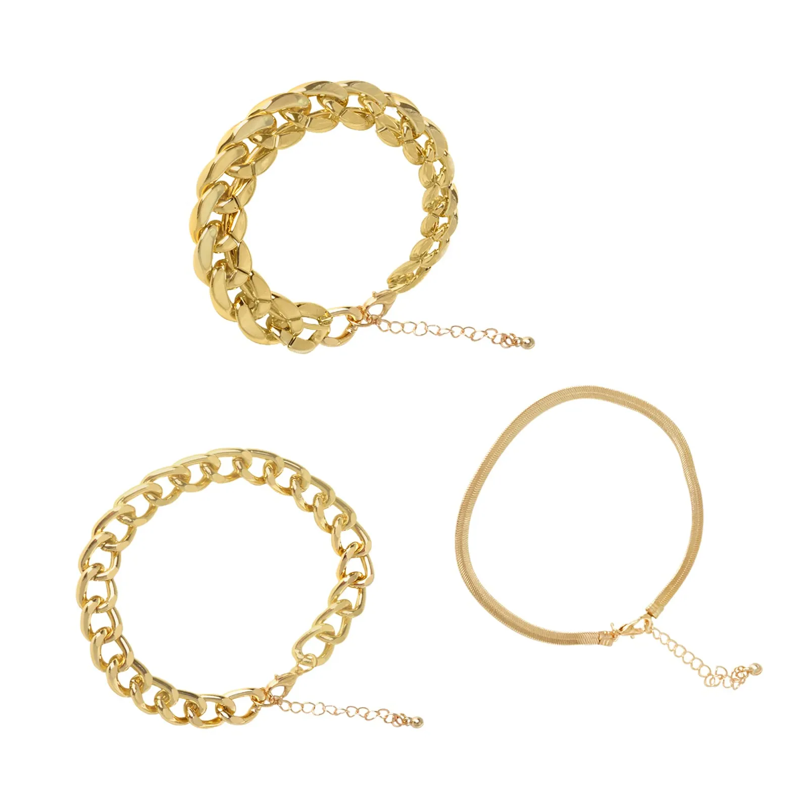 Truffle Gold Chain Set of 3 Bracelets